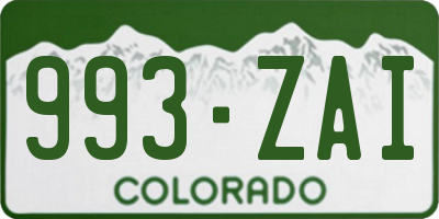 CO license plate 993ZAI