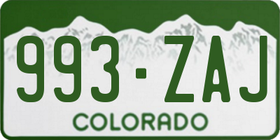 CO license plate 993ZAJ