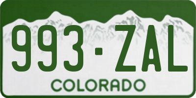 CO license plate 993ZAL
