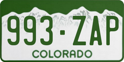 CO license plate 993ZAP