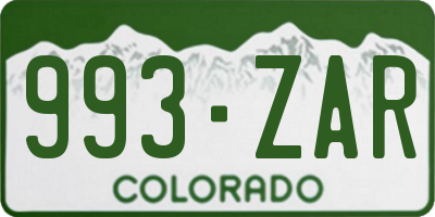 CO license plate 993ZAR