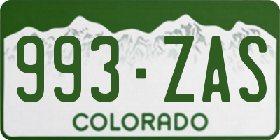 CO license plate 993ZAS