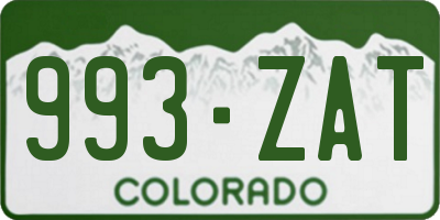 CO license plate 993ZAT