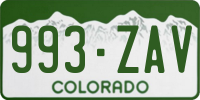 CO license plate 993ZAV