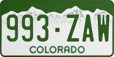 CO license plate 993ZAW