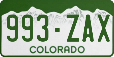 CO license plate 993ZAX