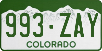 CO license plate 993ZAY