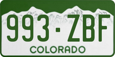 CO license plate 993ZBF
