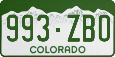 CO license plate 993ZBO