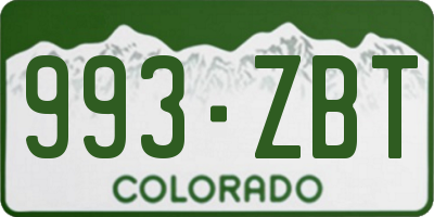 CO license plate 993ZBT