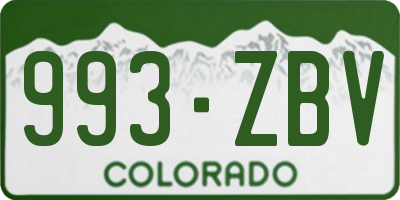 CO license plate 993ZBV