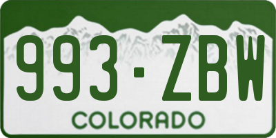CO license plate 993ZBW