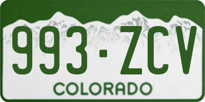 CO license plate 993ZCV