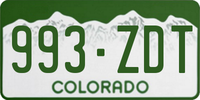 CO license plate 993ZDT