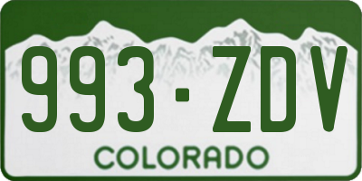 CO license plate 993ZDV