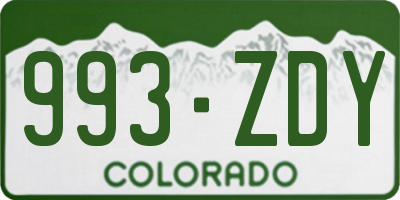 CO license plate 993ZDY
