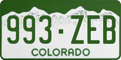 CO license plate 993ZEB