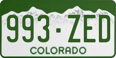 CO license plate 993ZED