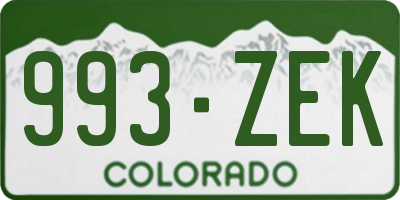 CO license plate 993ZEK