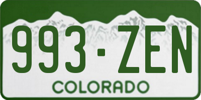 CO license plate 993ZEN