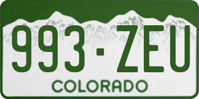 CO license plate 993ZEU