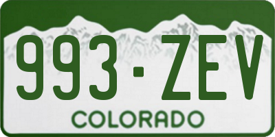 CO license plate 993ZEV