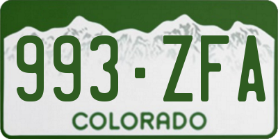 CO license plate 993ZFA