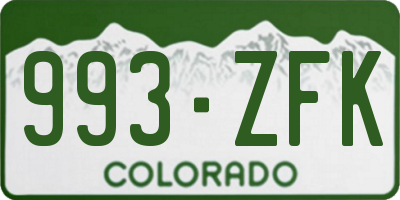 CO license plate 993ZFK