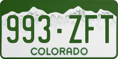 CO license plate 993ZFT