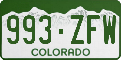 CO license plate 993ZFW