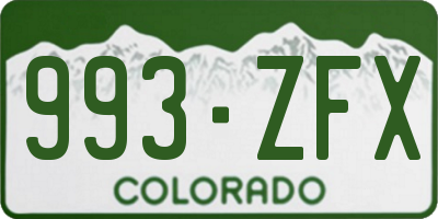 CO license plate 993ZFX
