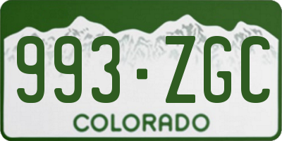 CO license plate 993ZGC