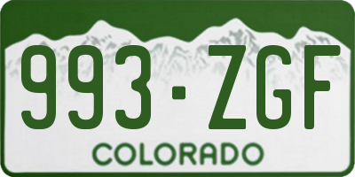 CO license plate 993ZGF