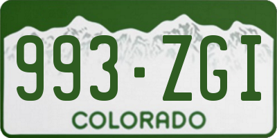 CO license plate 993ZGI