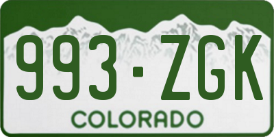 CO license plate 993ZGK