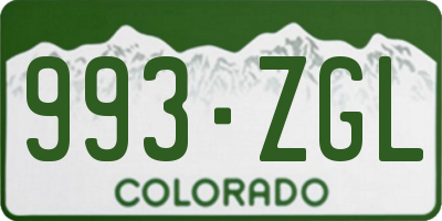 CO license plate 993ZGL