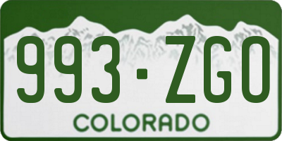CO license plate 993ZGO