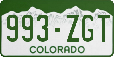 CO license plate 993ZGT