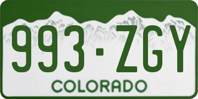 CO license plate 993ZGY