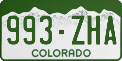CO license plate 993ZHA
