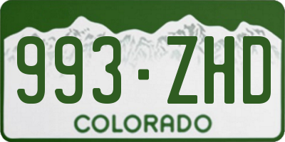 CO license plate 993ZHD