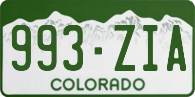 CO license plate 993ZIA