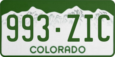 CO license plate 993ZIC