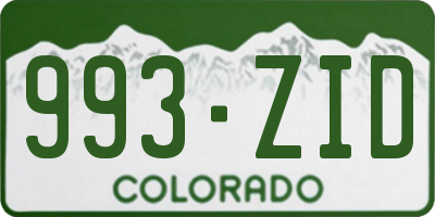 CO license plate 993ZID