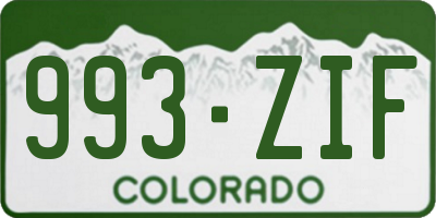 CO license plate 993ZIF