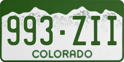 CO license plate 993ZII