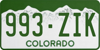 CO license plate 993ZIK