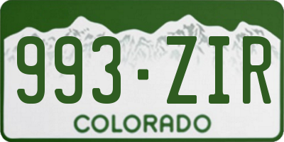 CO license plate 993ZIR