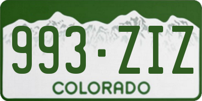 CO license plate 993ZIZ