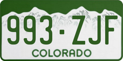 CO license plate 993ZJF